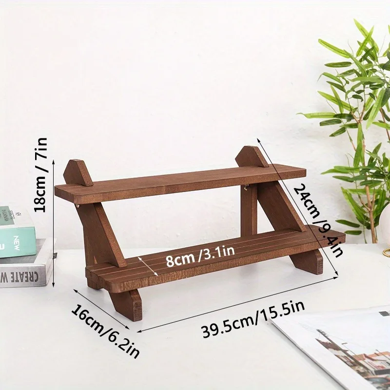 

Wooden Jewelry Display Rack with Stair-Step Design - Elegant Ladder-Shaped Organizer for Cards & Accessories