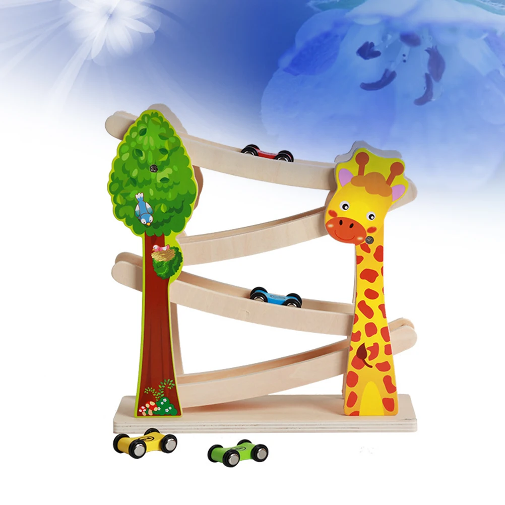 

1 set 1 Set Wooden 4 Layers Gliding Car Animal Slider Ramp Track Educational Logical Thinking Fine Motor Coordination Play