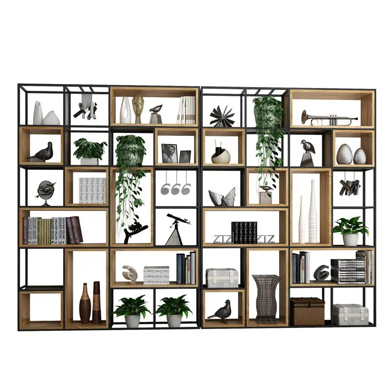 Wrought iron office screen partition industrial style shelf, creative bookshelf, cabinet display shelf