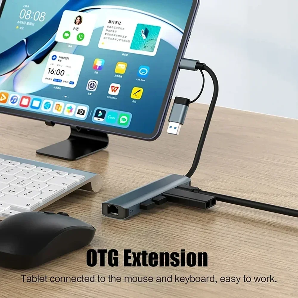 USB C HUB USB-C USB-A Multiport Adapter Type C USB 3.0 Data Transfer Gigabit Ethernet RJ45 Docking Station for MacBook Pro