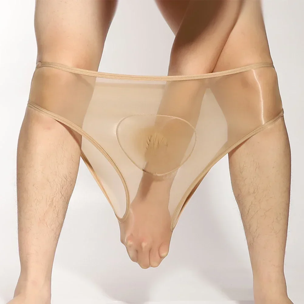 New Men\'s Sexy Shiny Ultra-thin Unisex Seamless Sheer See Through Stretch Pantyhose Panties Shorts Underwear Smooth Mens Briefs