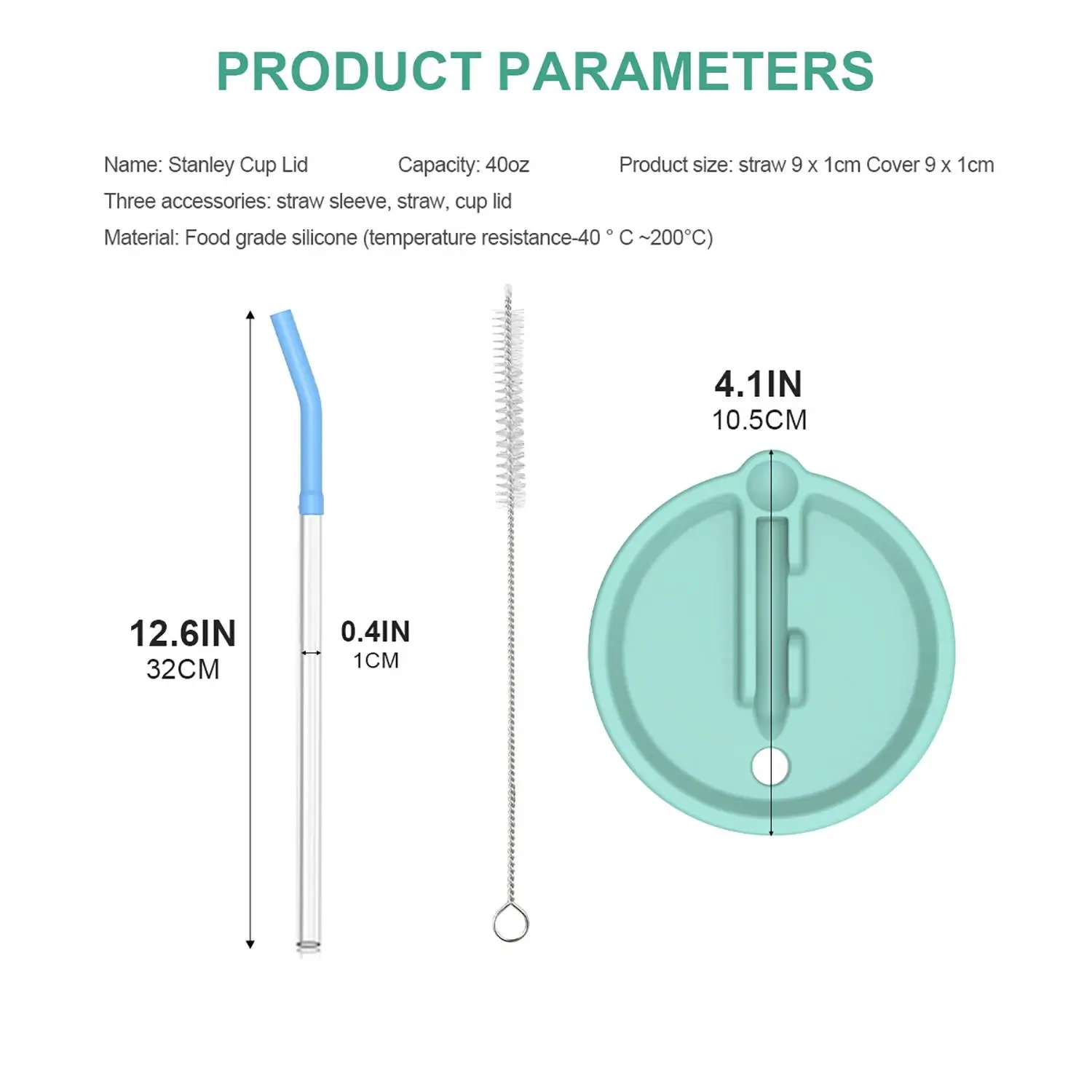 20pcs 8mm Silicone Straw Tips With Cleaning Brush For Metal Straws Replacement Flex Elbow Straw Covers For Stanley Cup Tumbler