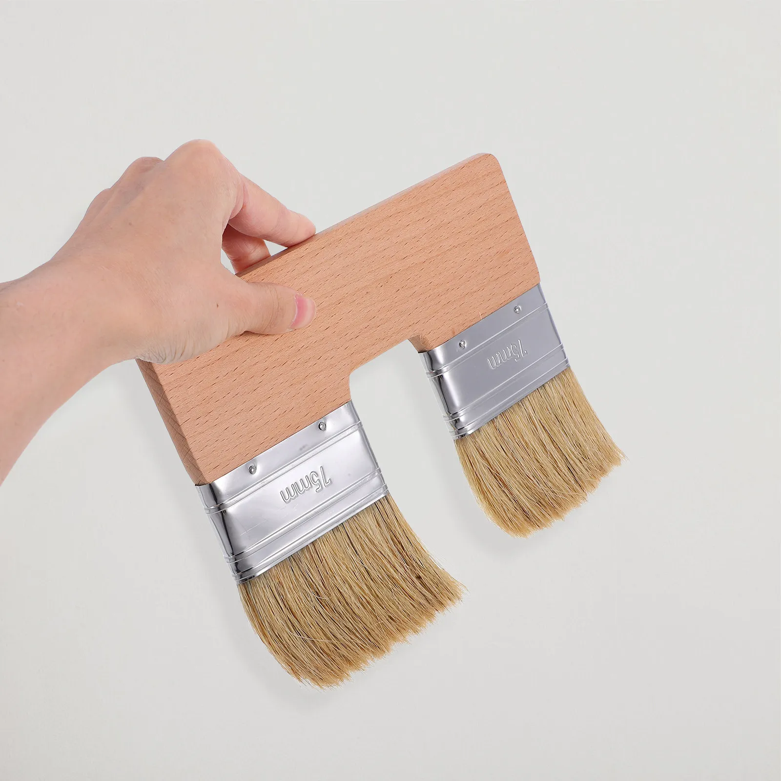 

Double Heads Natural Pig Bristle U Shaped Flat Brush Double Color Art Painting Tool Oil Acrylic Supplies Professional