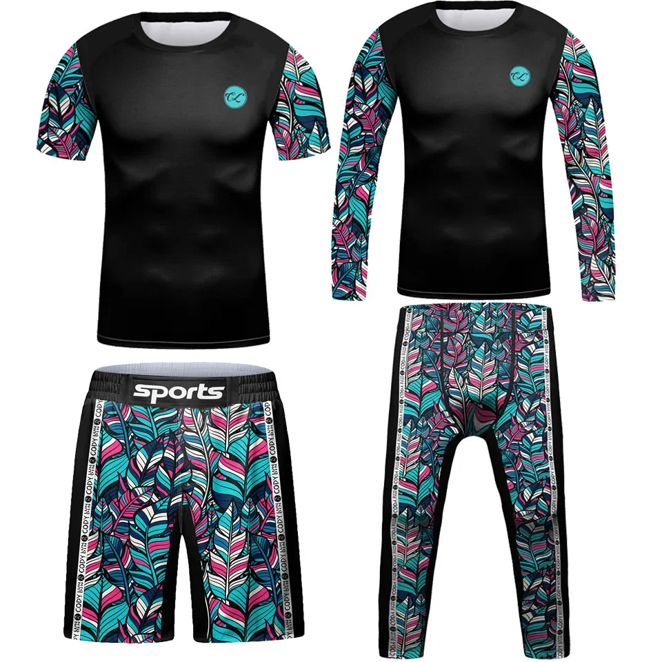 

Children MMA Compression Training Tracksuits Kids Bjj Rashguard Muay Thai Boxing T-Shirt +Pants Sets Boys Gym Fitness Sportsuit