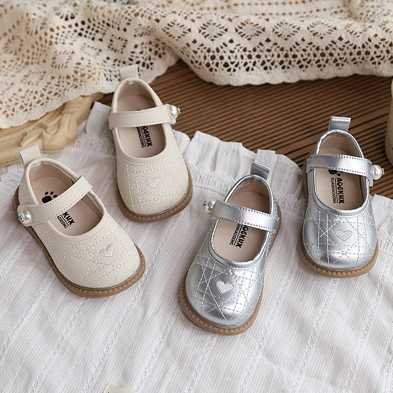 

2026 Spring New Kids Performance Leather Shoes Simple Versatile Girl Princess Shoes Comfort Anti Slip Child Flat Casual Shoe