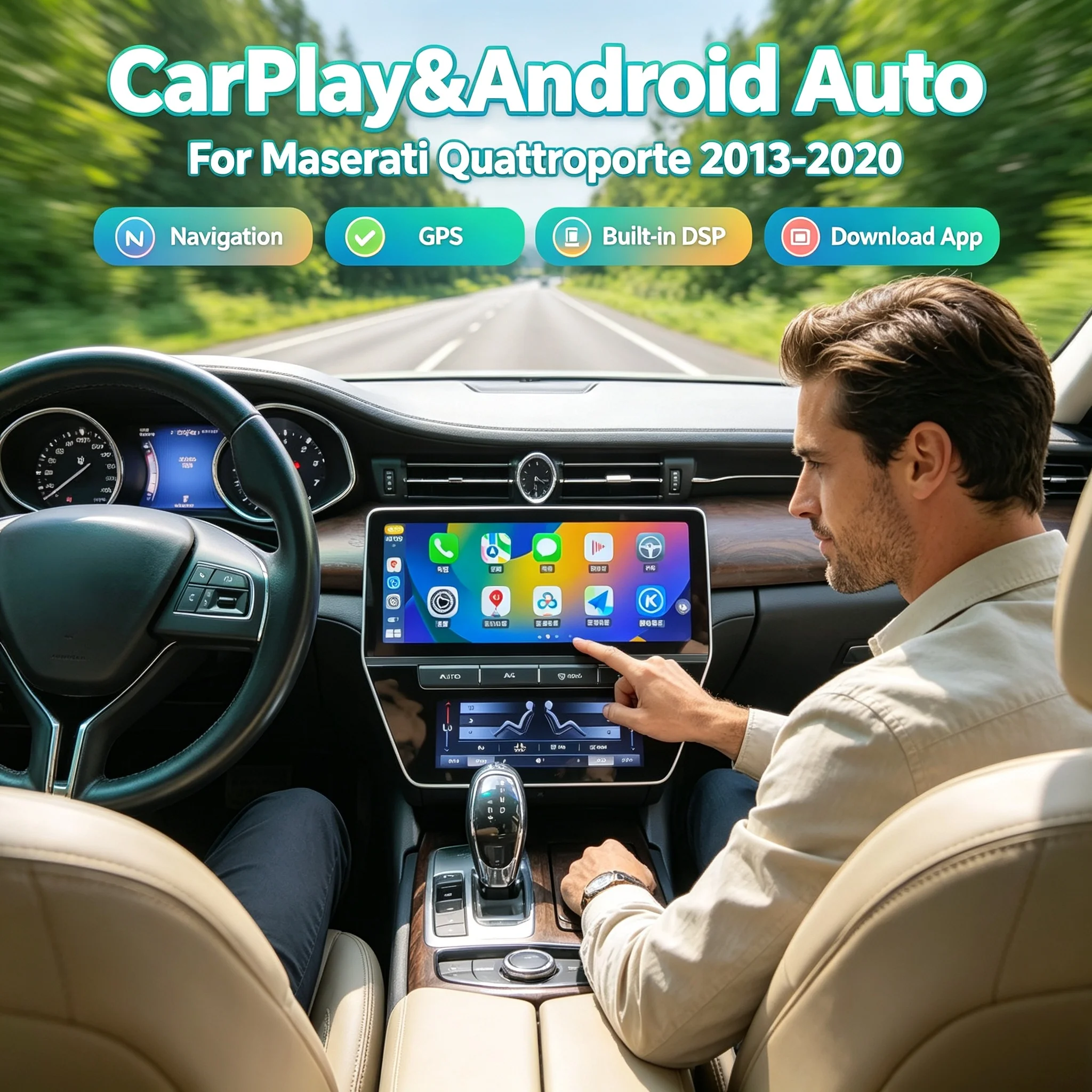 22 Inch Qled Screen Android 13 Car Radio Multimedia Video Player Auto Air Conditioning Panel For Maserati Quattroporte 2013-2020