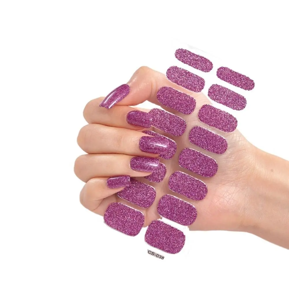 8 feuilles bandes imperméables Gel ongles autocollants paillettes scintillantes Gel complet enveloppes d'ongles simples Nail Art autocollants bricolage NAil Art faisant