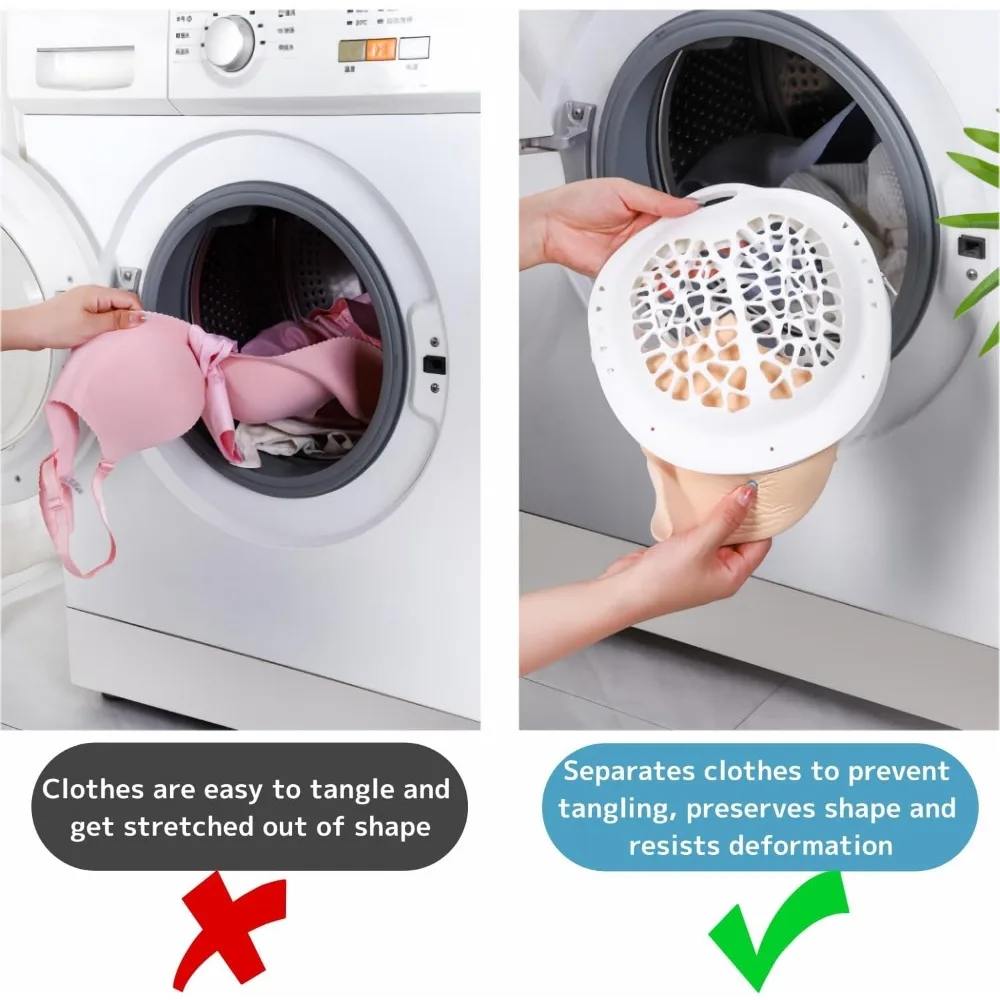Silicone Bra Washing Bag, Anti-Deformation Delicate Laundry Bag with Side Zipper, Tangle-Free & Shape-Support