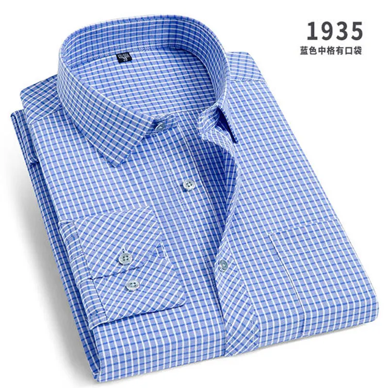 Men's Long-Sleeved Shirt Business Casual Solid Color Striped Plaid Spring Summer Free Ironing All Fit Tooling Comfortable image 3