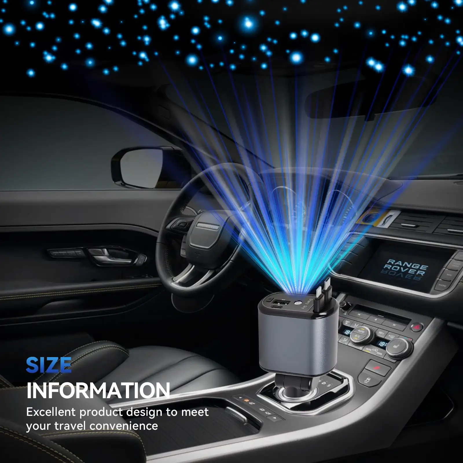 

Выдвижной адаптер автомобильного зарядного устройства Qianglong, быстрое зарядное устройство 120 Вт, кабели 4-в-1