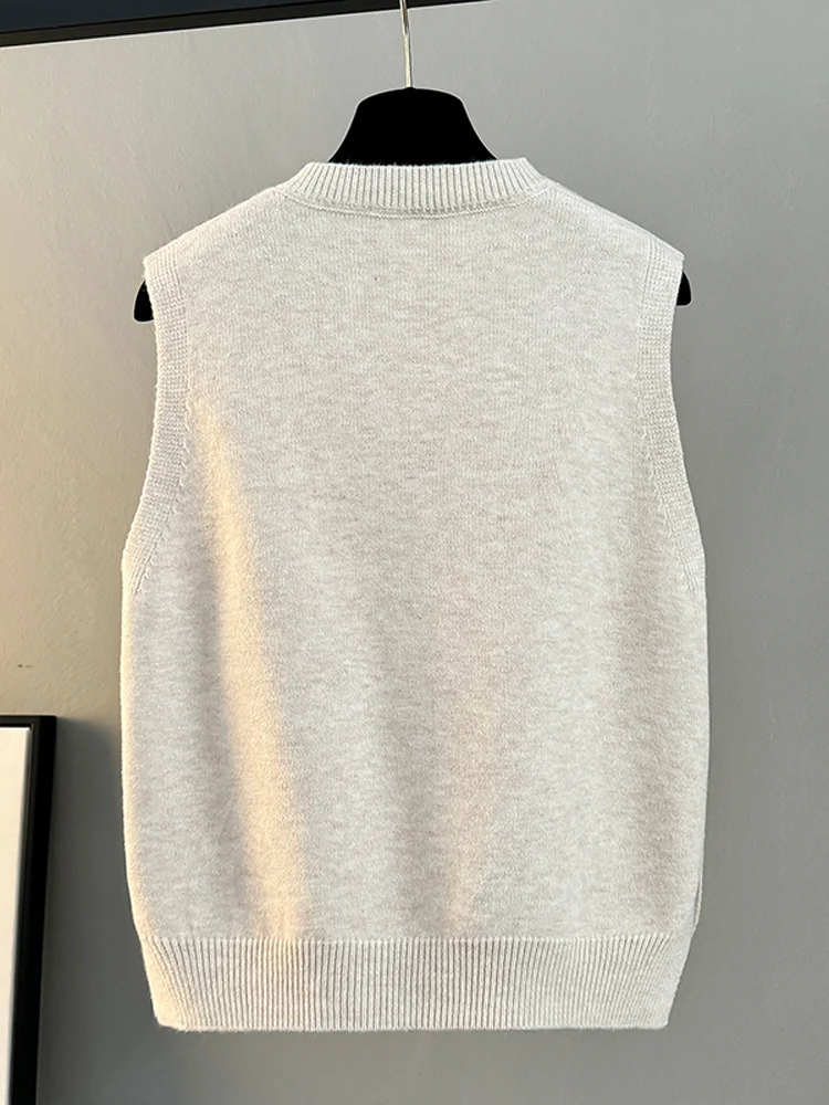 여성용 루즈 니트 조끼 2025 신상 봄 가을 겨울 브이넥 스웨터 자켓 아우터웨어 편안한 부드러운 원단