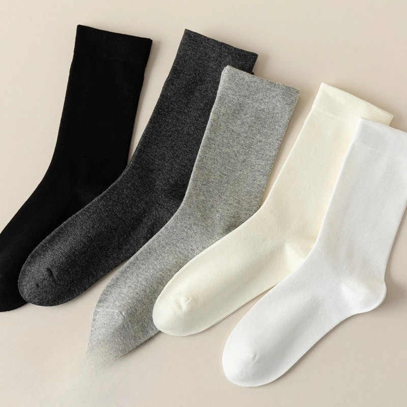 

1/5 pairs Casual Comfortable Women's mid tube socks New Spring Autumn Fashionable Socks Simple Sweat Absorbing Women's Socks