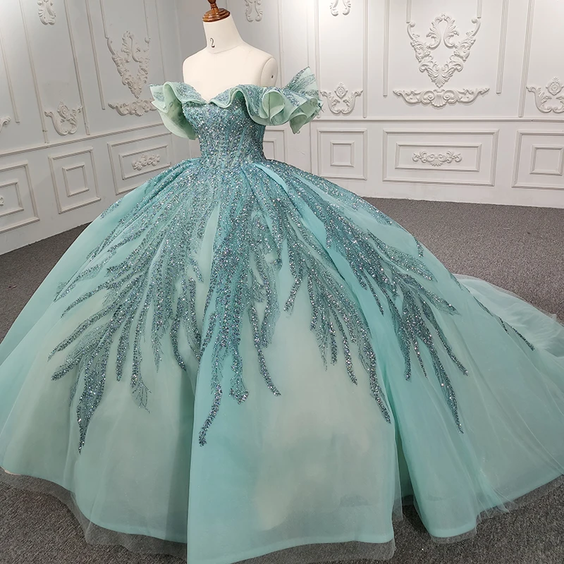 Neue Hellgrüne Quinceanera-Kle – Embroidery Organza Bewertung und Preis