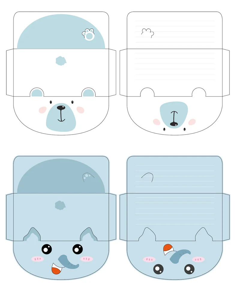 10pcs  Cartoon Set Cute Creative Letter Envelope