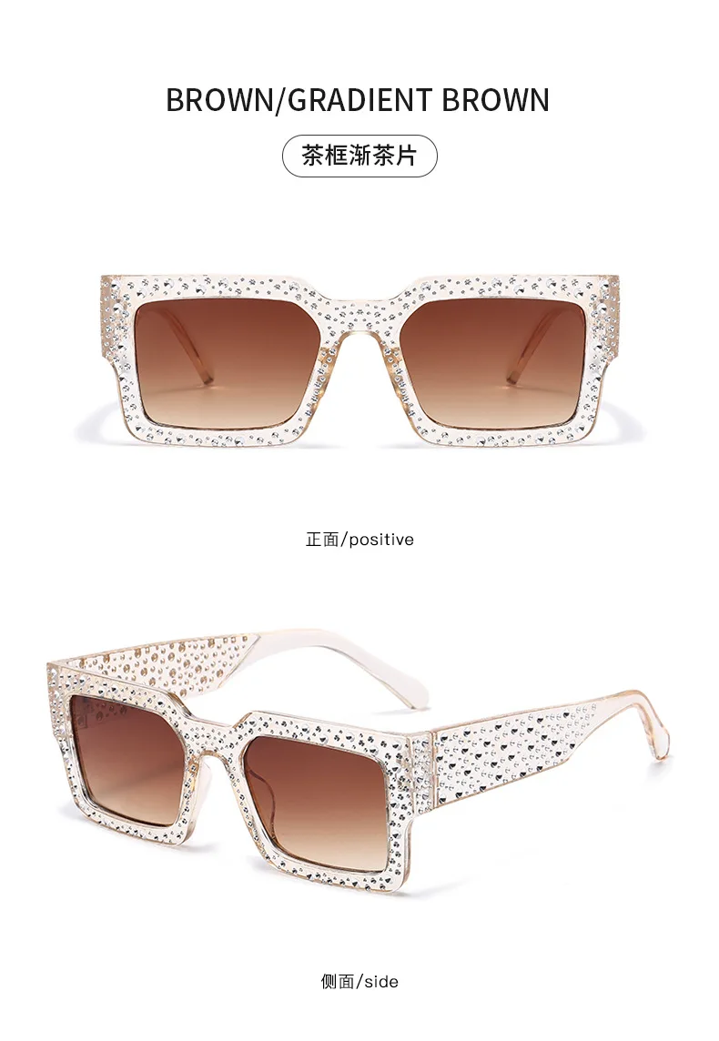 Retro Großen Rahmen Frauen Quadratische Sonnenbrille Schwarz Rechteck Coole Männer Sonnenbrille Einteilige Designer Sonnenbrille für Weiblich Männlich – Detail 18