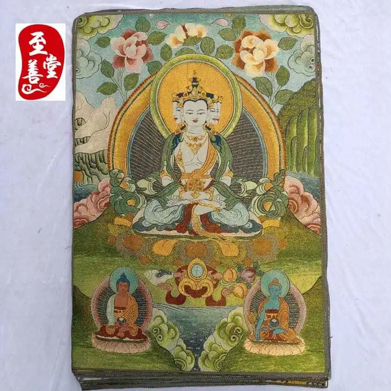 Tibet Tibetan Cloth Silk Many-faced guanyin Thangka Tangka Embroidery Painting