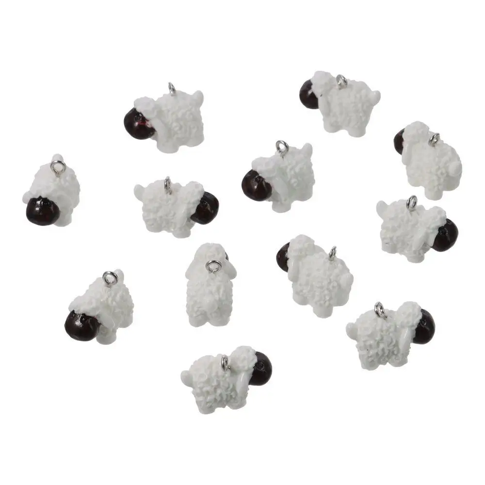 Lamb Mini Animals Resin Charm Resin Tiny Cartoon Animals Dangle Charm Beads Animals Resin Pendants For Necklace