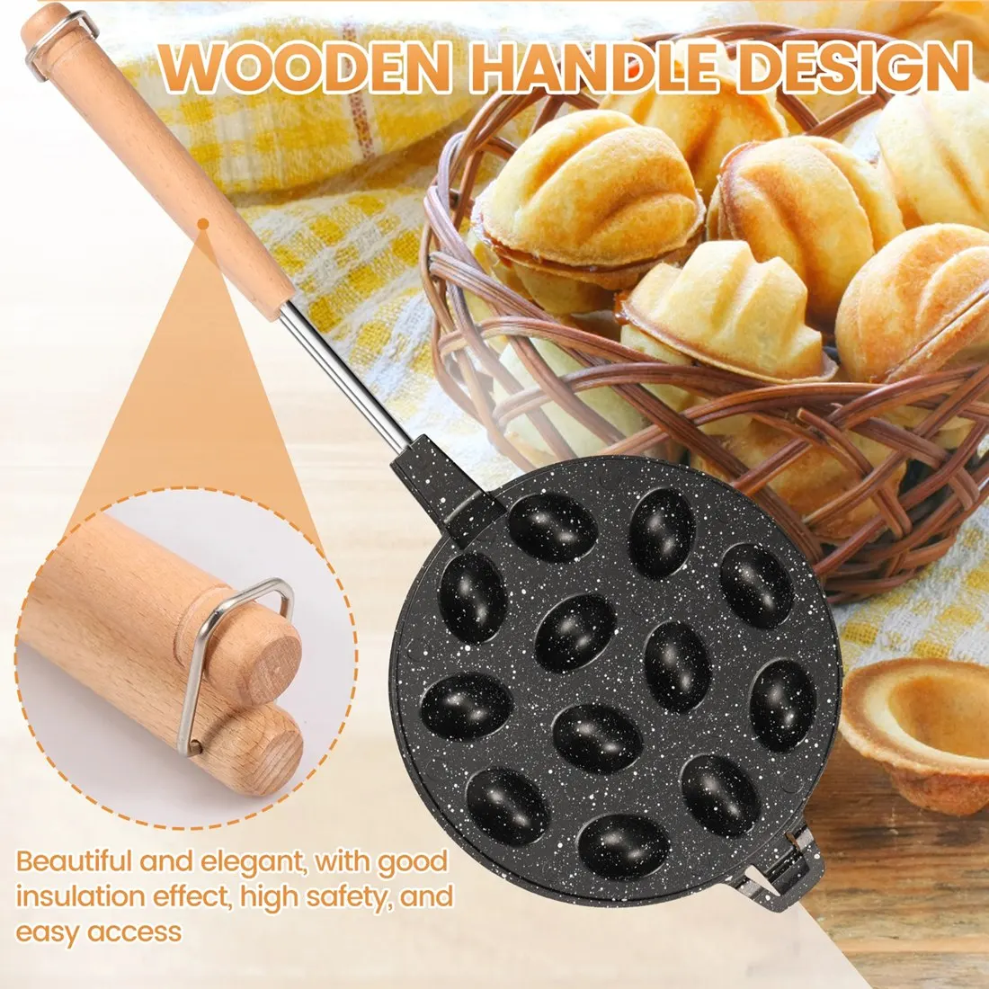 Walnut Cookie Mold Maker Safe Cake Nut Modes Solid Walnut Cookie Molds with Handle Versatile Metal Nut Cookies Maker