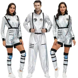 Halloween Christmas Silver Spaceman Men Women Space Suit Adult Children Astronaut Costume Family Party Dress Up Birthday Gift