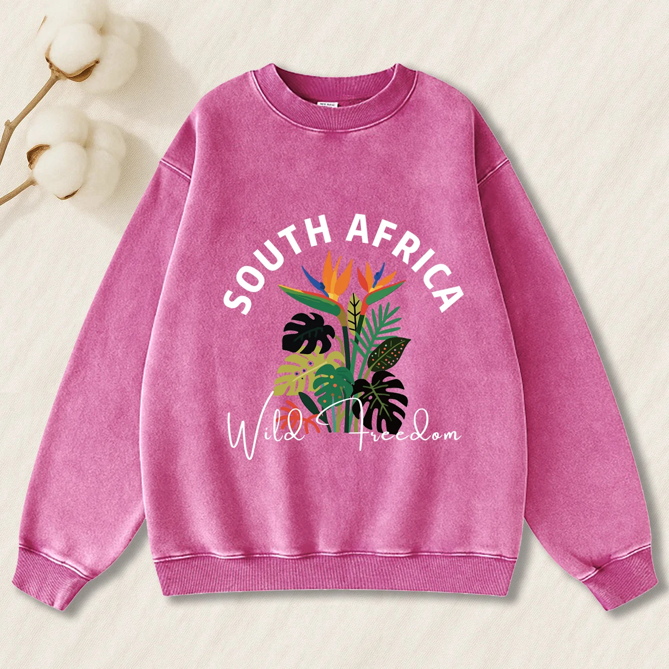 South Africa Wild Freedom Print Mens Washed Cotton Long Sleeve Harajuku Warm Pullover Autumn Loose Clothes Couple Casual Top