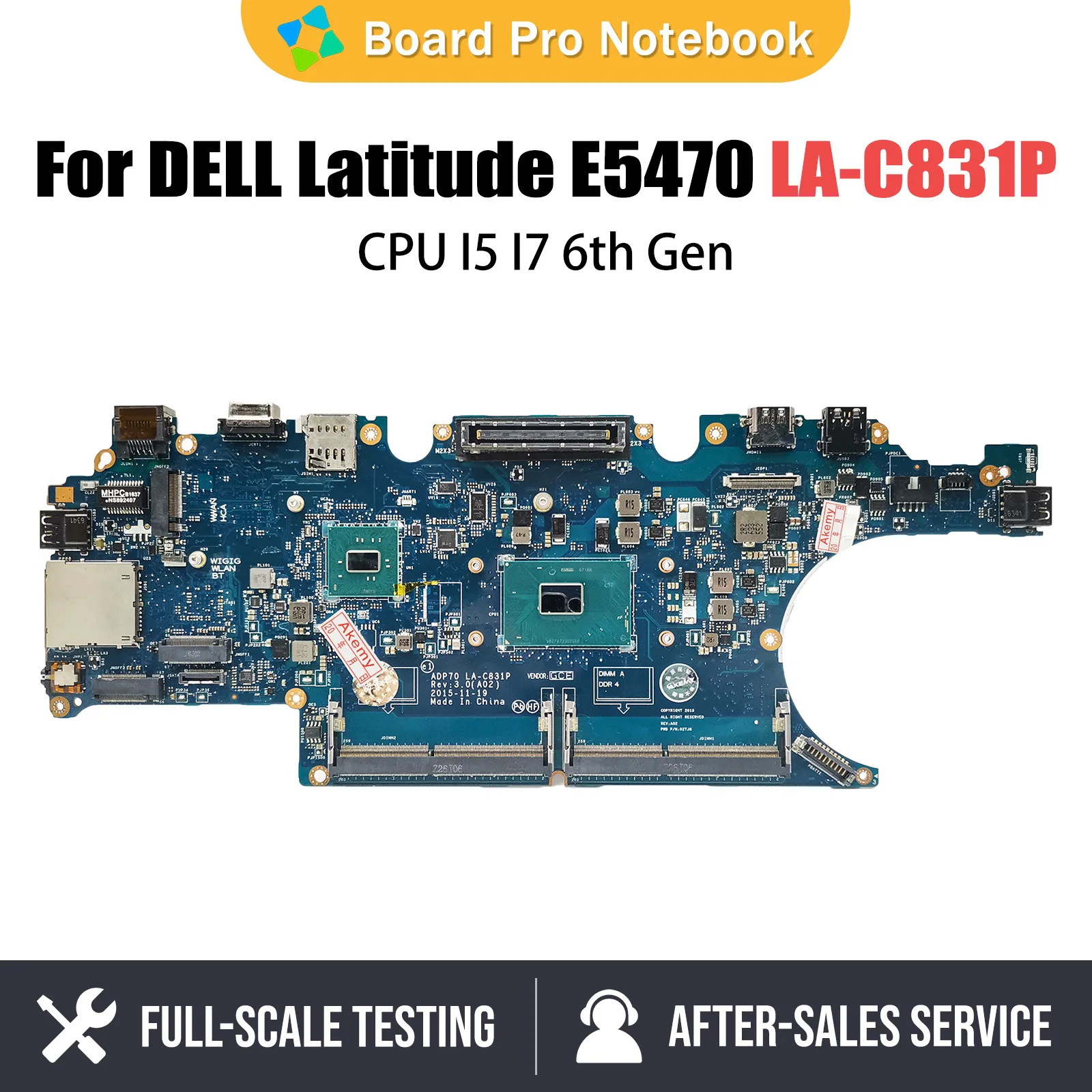 

CN-02MMKG 02MMKG Notebook Mainboard For Dell Latitude E5470 Laptop Motherboard LA-C831P DDR4L With CPU I5 I7 6th Gen