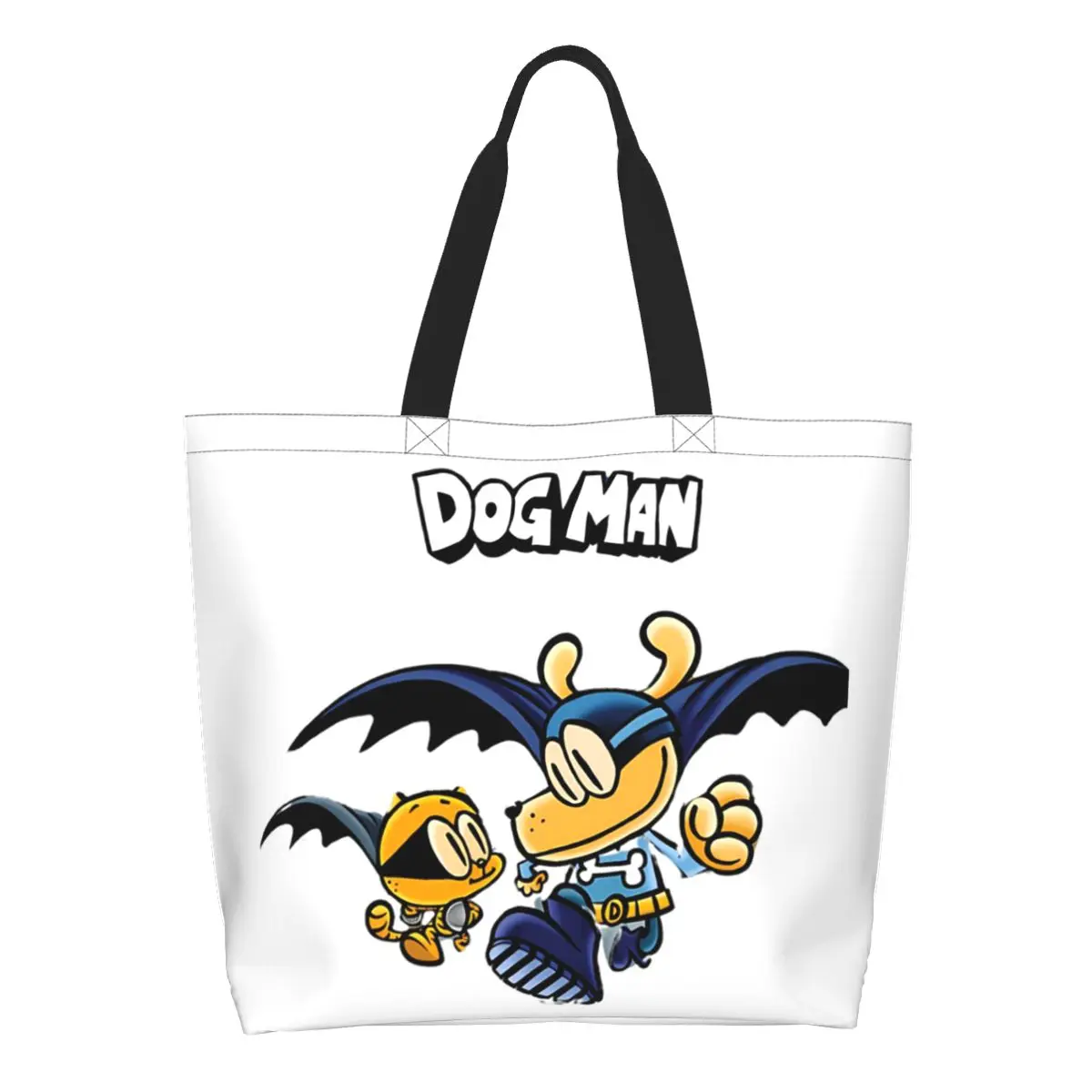 Dog Man And Petey Cat Anime Cartoon Shopping Tote Bag Canvas Large Capacity Shoulder Bags Shopper Grocery Handbag for Women