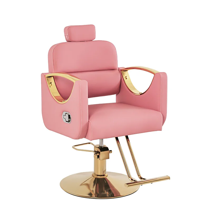 New Barber Chair Pink Adjustable Rotating Gold Decoration, Professional Beauty Salon Chair Chaise Coiffeuse Salon Furniture