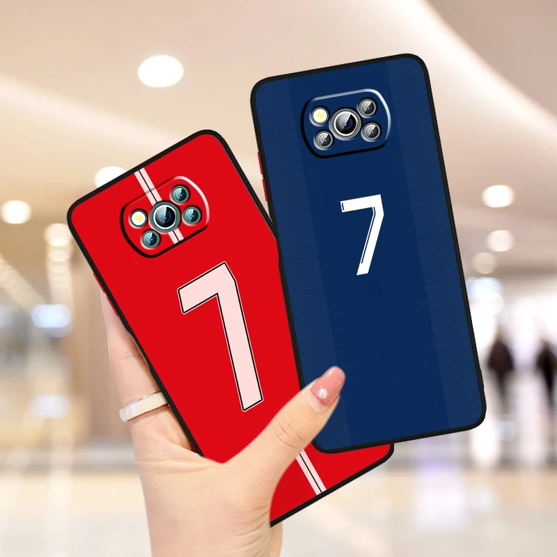 Football Stars No.10 7 Logo Frosted Translucent For Xiaomi Mi Poco X5 X4 X3 M6 M5S M5 M4 M3 F5 F4 F3 GT Pro 5G Funda Phone Case