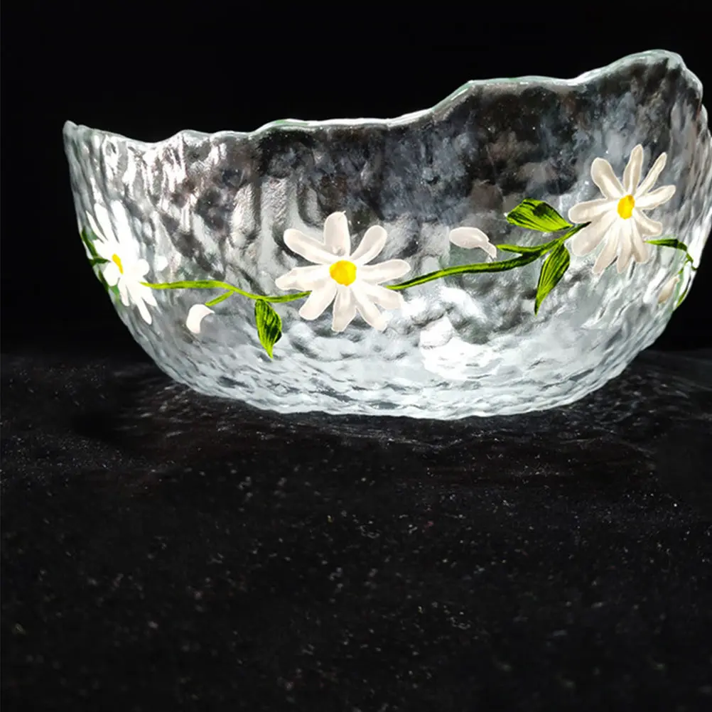 

1Pcs Glass Fruit Container Exquisite Workmanship Salad Storage Bowl Chic Design Kitchen Accessory Salad Bowl Fruit Container