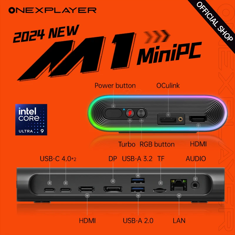 OneXPlayer M1Intel Core Ultra 9 185H Oculink DDR5 Desktop SSD 1TB 2TB 32 Ram WIFI 6 BT5.2 HDMI Mini PC