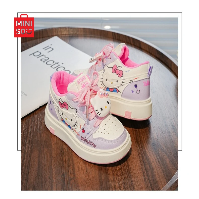 

Кроссовки для девочек Miniso 2025 Hello Kitty, повседневная обувь с милыми героями мультфильмов для малышей и модной одежды для маленьких девочек