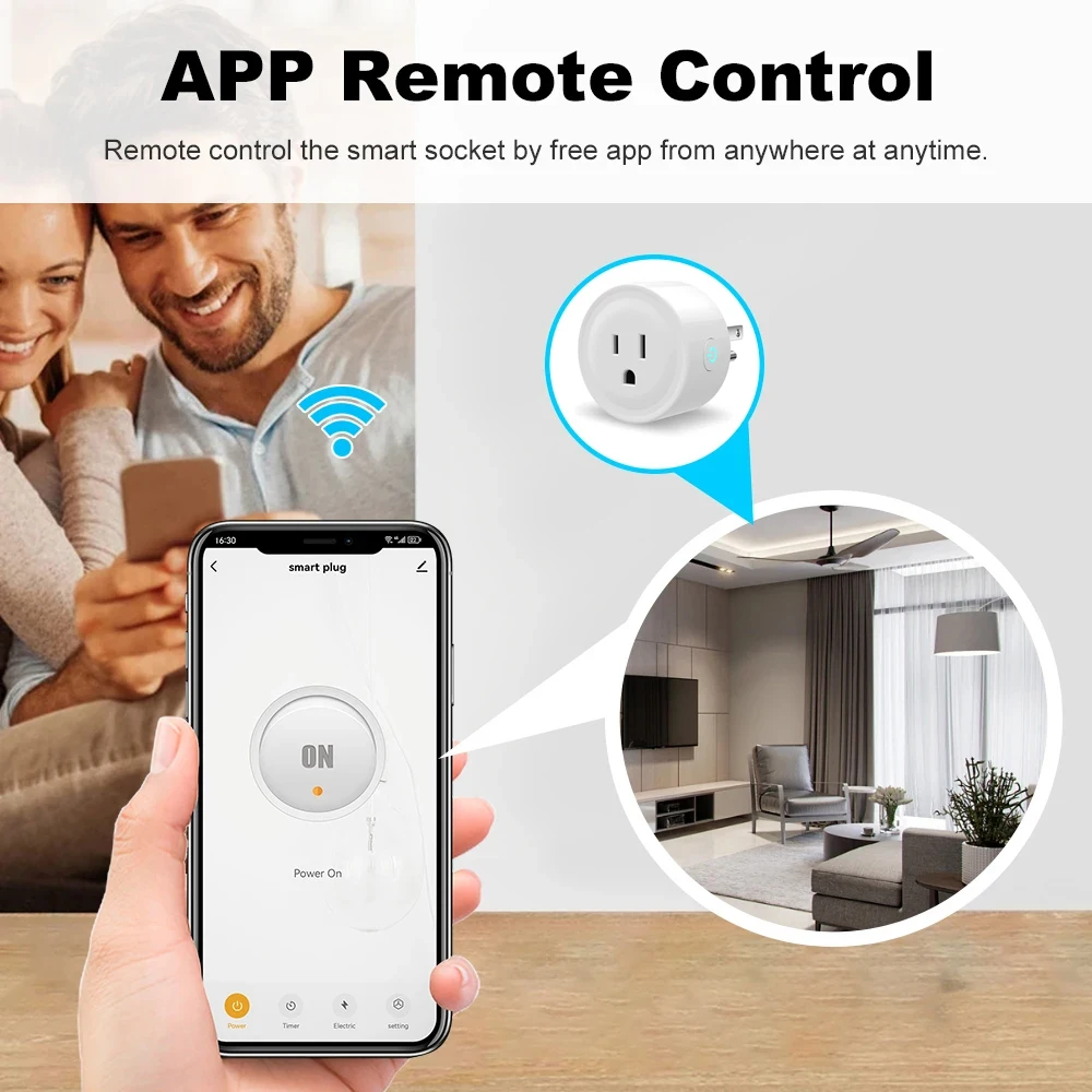 Tuya Smart Plug WiFi Socket 20A with Power Monitoring US Canada Mexico Peru Japan Timing Voice Control Support Alexa Google Home