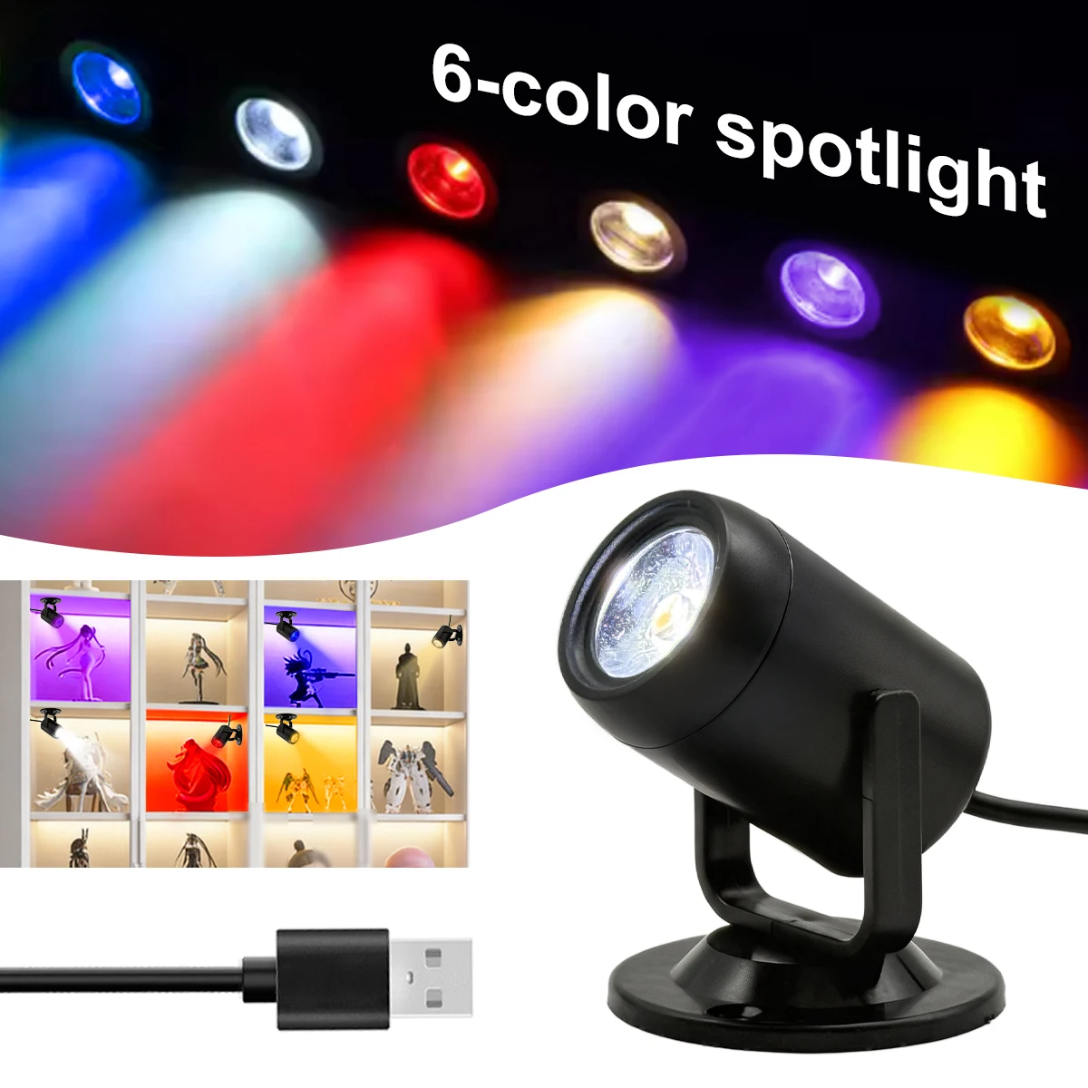 360°Rotatable Small Spot Light Mini 5V USB LED Spotlight SurfaceMounted Downlight Ceiling Lamp Showcase Display Lighting