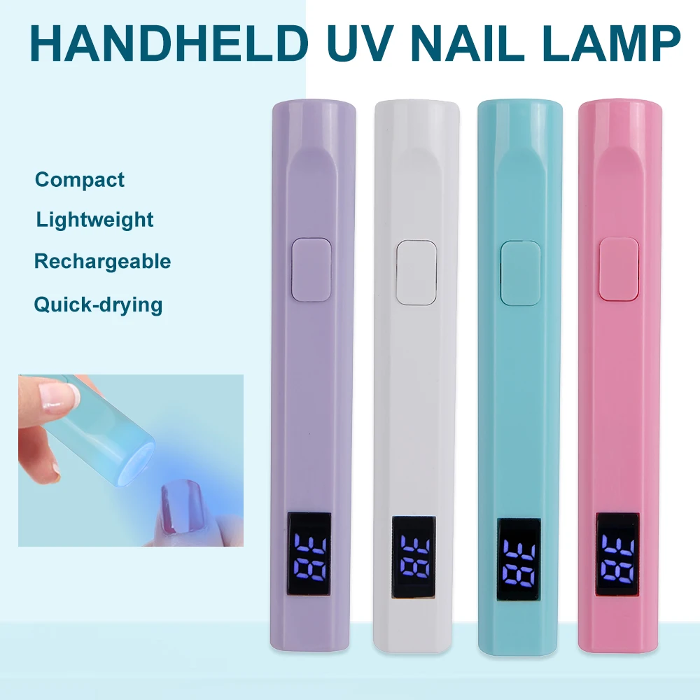 مصباح أظافر محمول، مصباح LED محمول بالأشعة فوق البنفسجية قابل لإعادة الشحن عبر USB للتقليم، مصباح معالجة طلاء الأظافر الصغير من الجل للسفر المنزلي