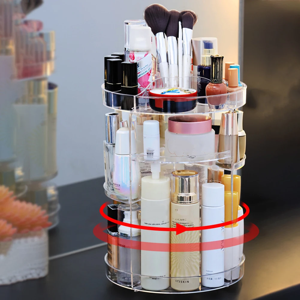 

Plastic Clear Cosmetic Storage Organizer Rotatable Lipstick Skincare Holder Box