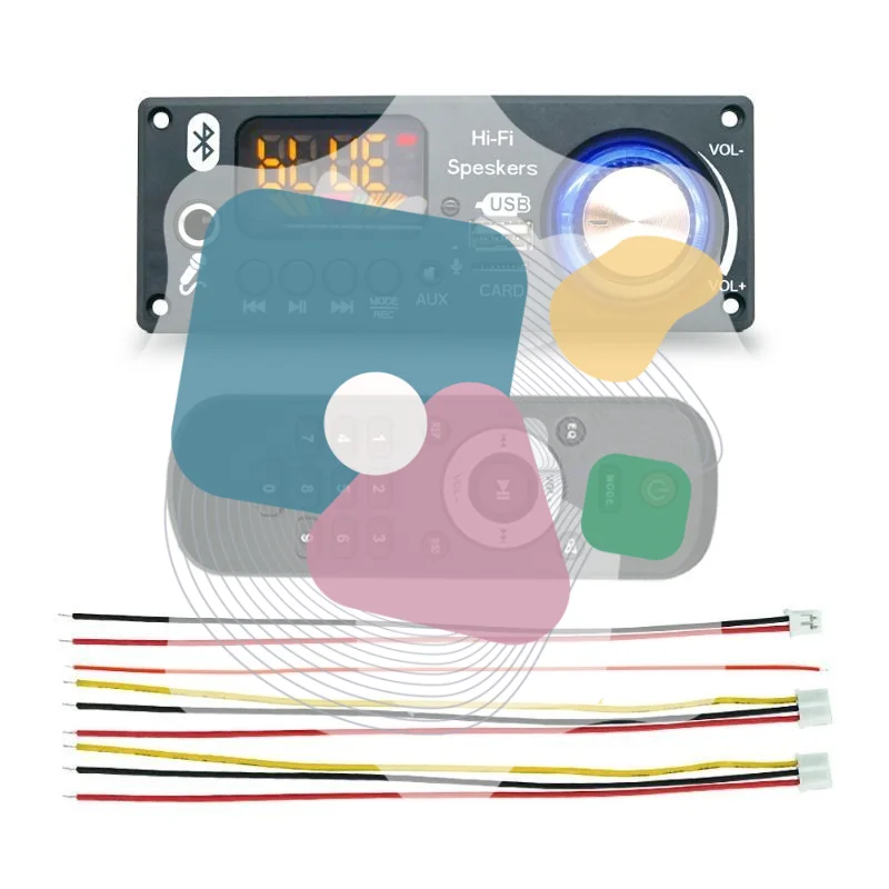 160W Bluetooth Amplifier Decoder Board 12V 65mm Mic FM Radio TF USB Car Audio Music Player Speakers Volume Control