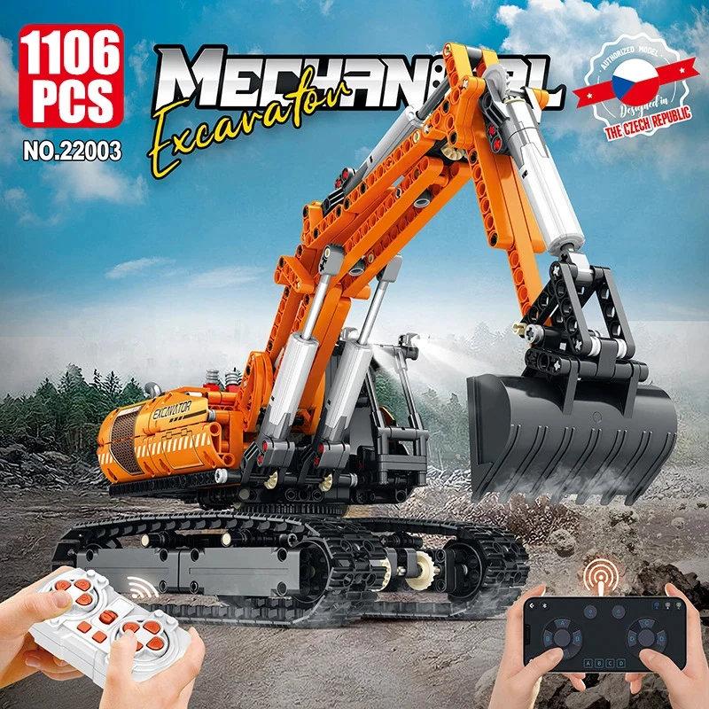 

1106PCS Technical RC Excavator Building Blocks Kit - Remote Control Crawler Engineering Vehicle Model Bricks Toys for Kids Gifts