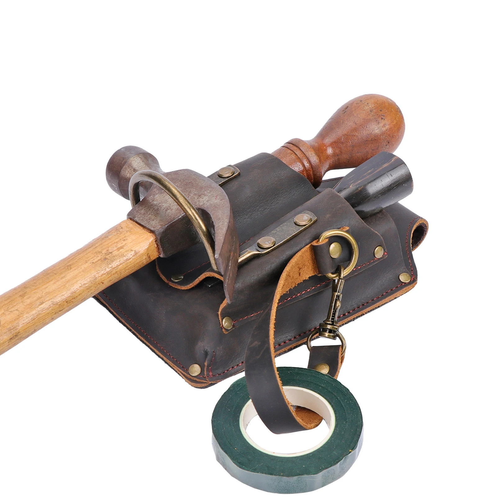 Torba narzędziowa skórzana Tourbon do noszenia na pasku, elektryczna torba na pas, uchwyt na młotek/wkrętak, torba na narzędzia stolarskie, czarna, do obróbki drewna