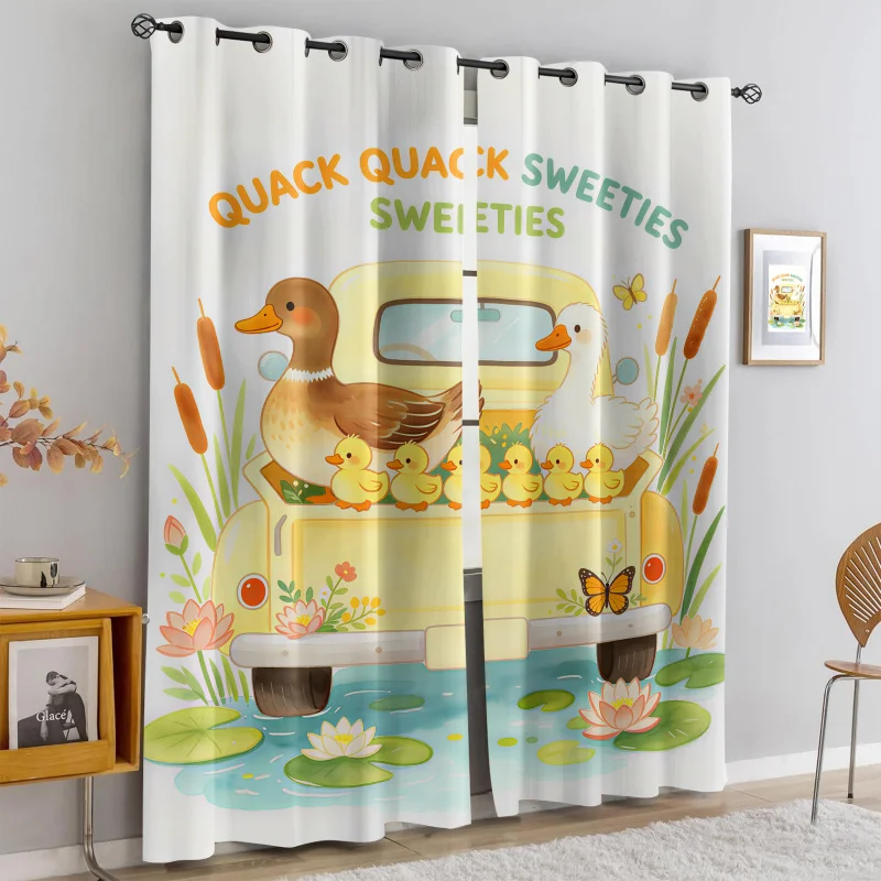 FarmAnimal Floral Printed Curtains 2 Panels Light Blocking Rate 85% Darkening Decoration Curtains Cottage Window Decor