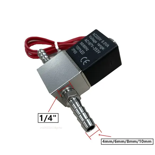 Imagen 2 del producto Válvula de compresor de 1/4 "", solenoide de aluminio neumático normalmente cerrado, voltaje de 12V, 24V, 110V, 220V, para tubería de aceite de aire y agua de 8mm