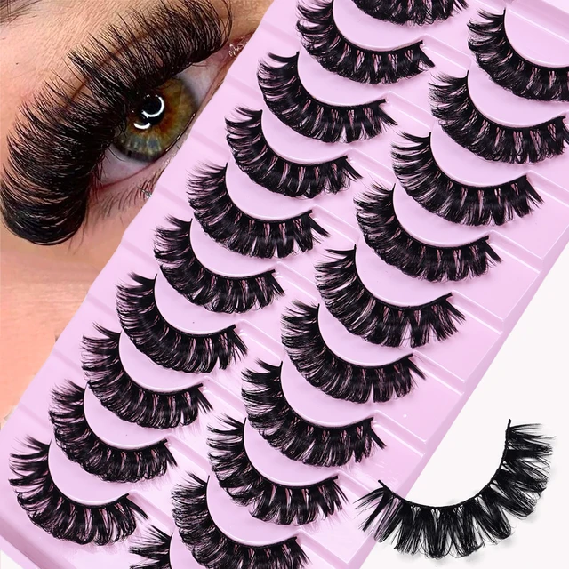 10 par Russian Strip Lashes DD Curl Lashes 3D Rzęsy wielokrotnego użytku Puszyste sztuczne rzęsy Rosyjskie przedłużanie
