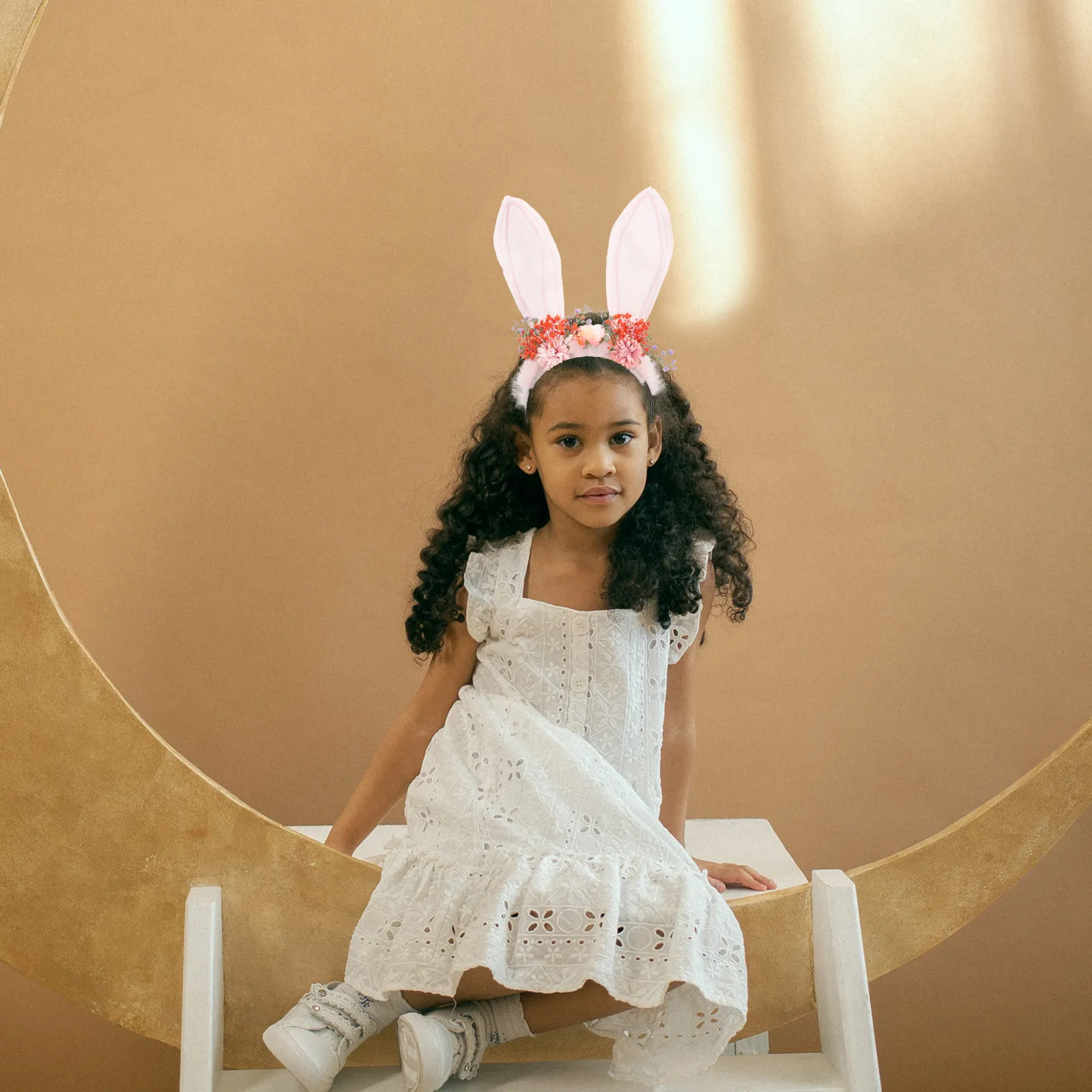 Bunny Ear Flower Hairband Delicate Festival Headdress Prop Party Decorative Hair Decor Cosplay Costume Accessory