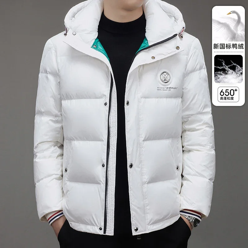 Goods high-end tide brand winter thick down jacket men 90 white duck down cold-proof waterproof leisure hooded down jacket