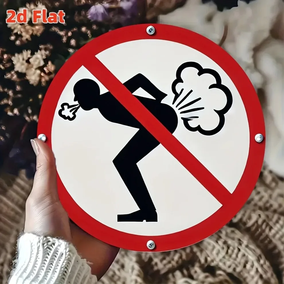 2D شقة لا يضرطن علامة مضحك جدار الفن الألومنيوم معدن الزخرفية شنقا اللوحة تحذير شارة تحصيل #6