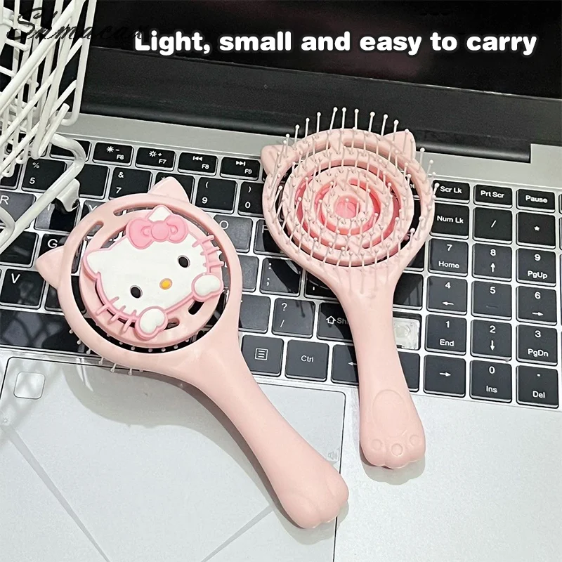 Kawaii Pink Hello Kitty Air Cushion Comb Sanrio Kt Cat Long Hair Curling Fluffy Air Bag Comb Head Massage Comb