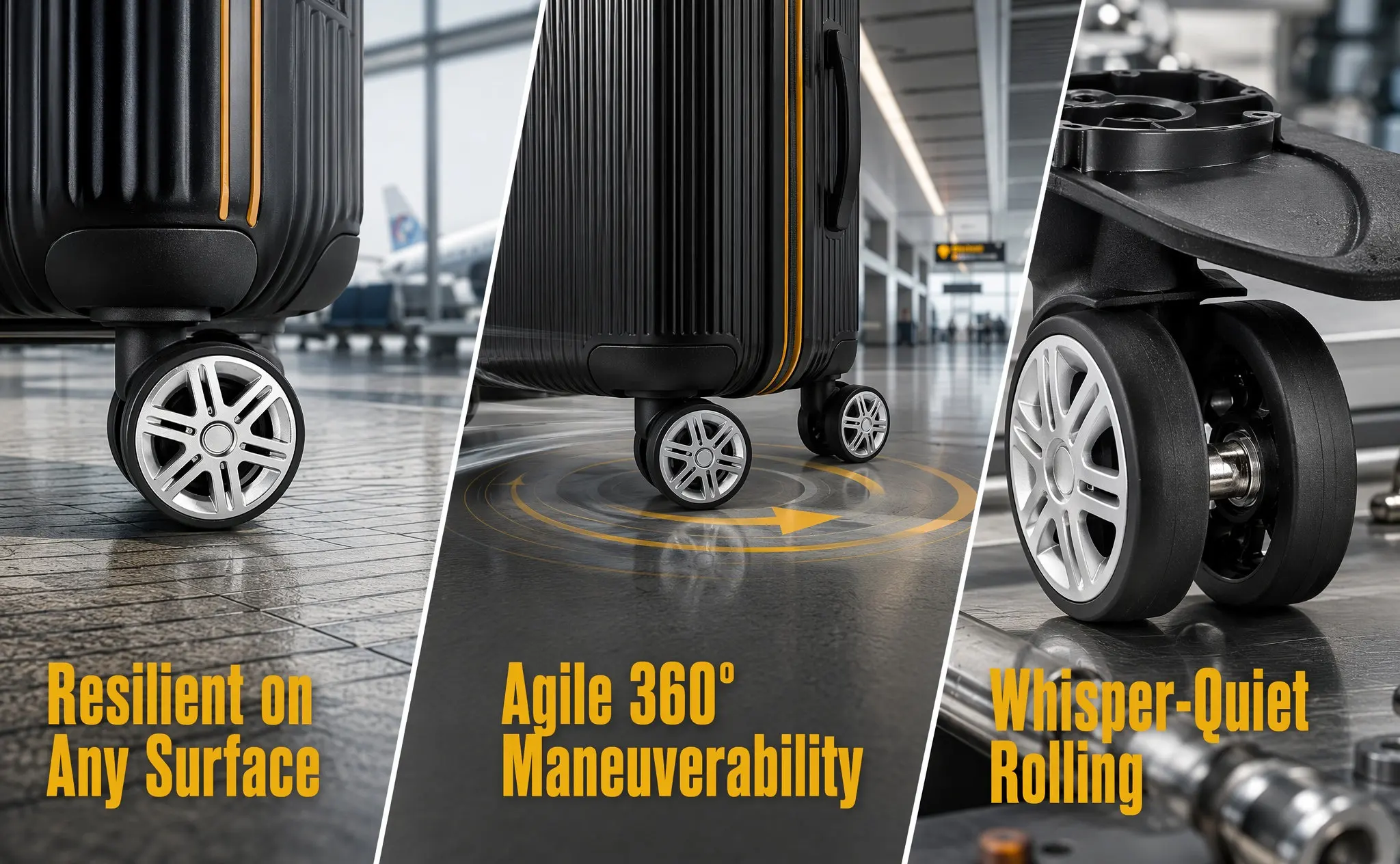 4Pcs Suitcase Luggage Wheels Replacement Dual Row Swivel Casters Strong ABS Quiet Rolling Easy Install Compatible with Most