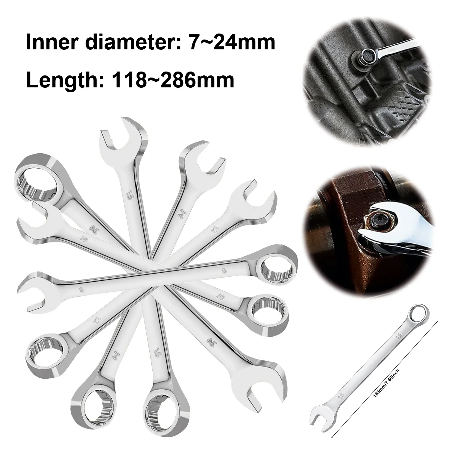 1-3Pcs 7-24mm Combination Wrench Set, Chromes Vanadium Open Box End Spanner Double Head Rings Wrench Kit Hand Tools