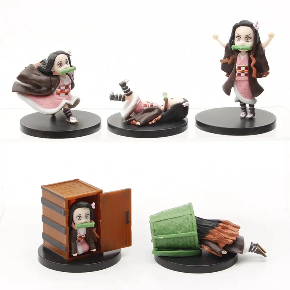 5pcs/set Anime Demon Slayer Kimetsu no Yaiba Kamado Nezuko Car Office Home Decoration Action Figure Models Toys