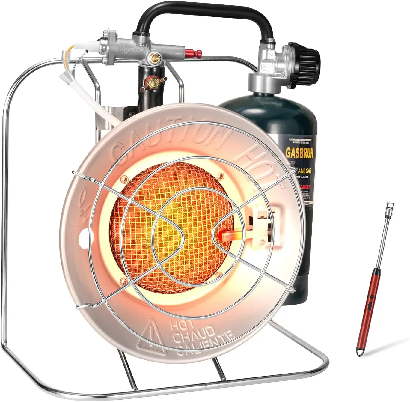 

Портативный пропановый обогреватель и плита для патио, 18 000 БТЕ с USB-зажигалкой для кемпинга, рыбалки, автофургона
