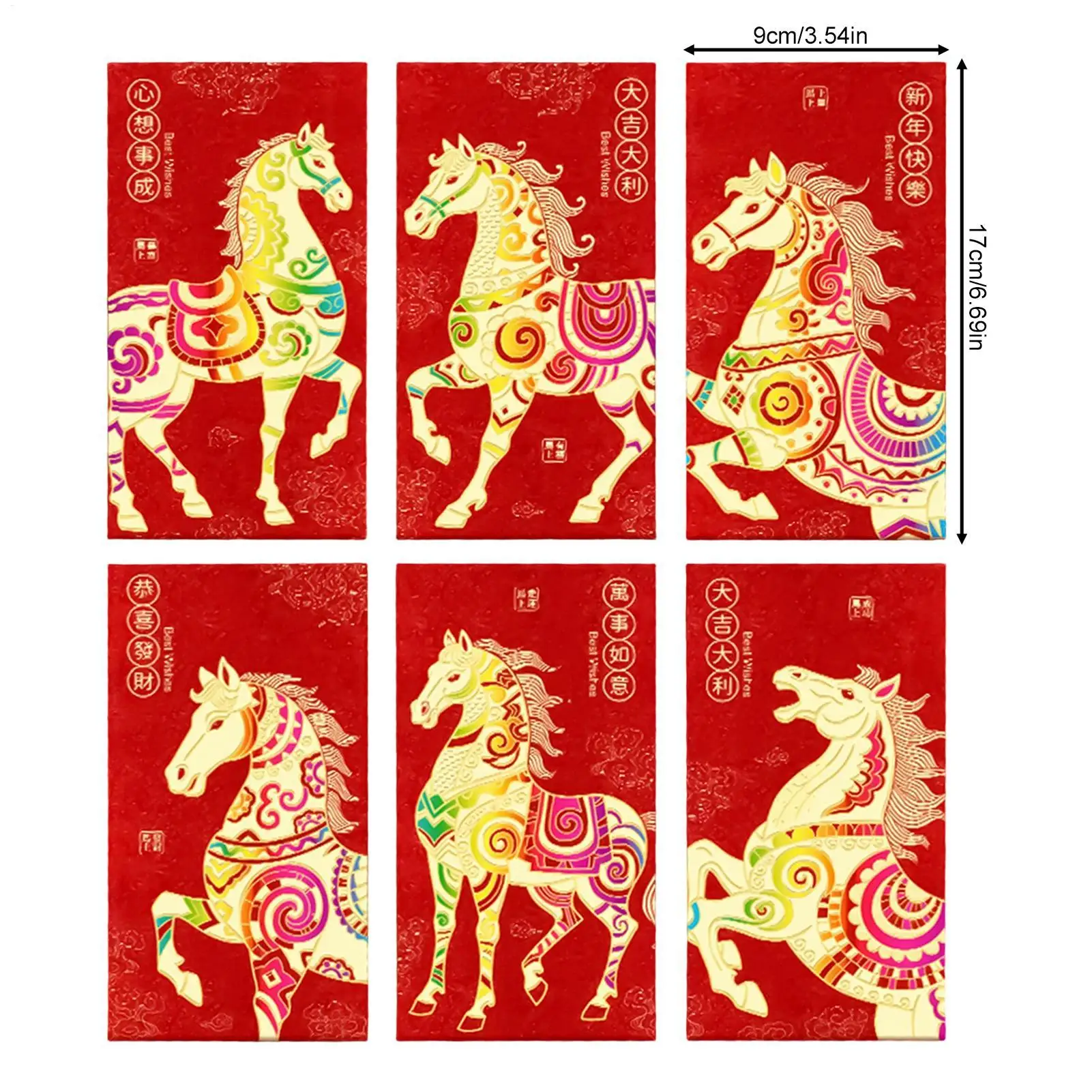 المظاريف الحمراء السنة الجديدة حسن الحظ الحصان العام الأحمر حزمة المال المغلفات لبطاقة النقدية مجوهرات تذكار ديكور المنزل عطلة الزفاف
